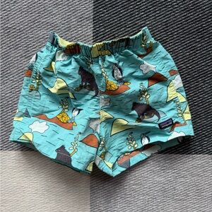 Patagonia Kids Teal Animal Pattern Baggies Shorts